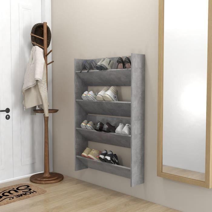 VidaXL Wall-mounted Shoe Cabinets 2 Pcs Concrete Grey 80x18x60 Cm
