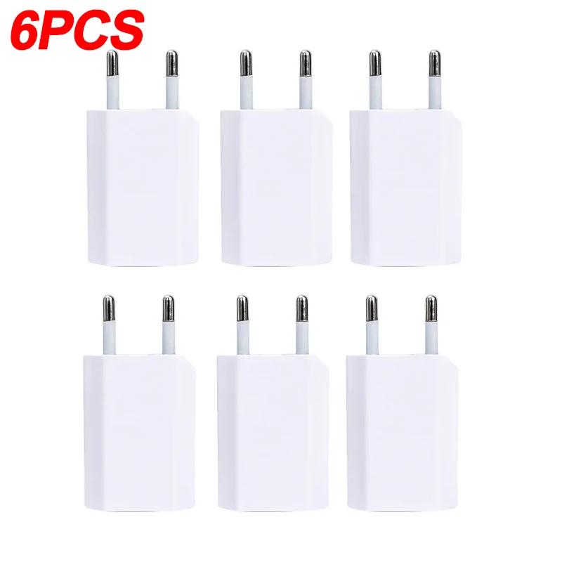 1-6PCS Enchufe Cargador USB Universal para Teléfono 5V 1A Enchufes UE Cargador de Pared de Viaje Adaptador de Corriente Cargador para IPhone Samsung Mi Google