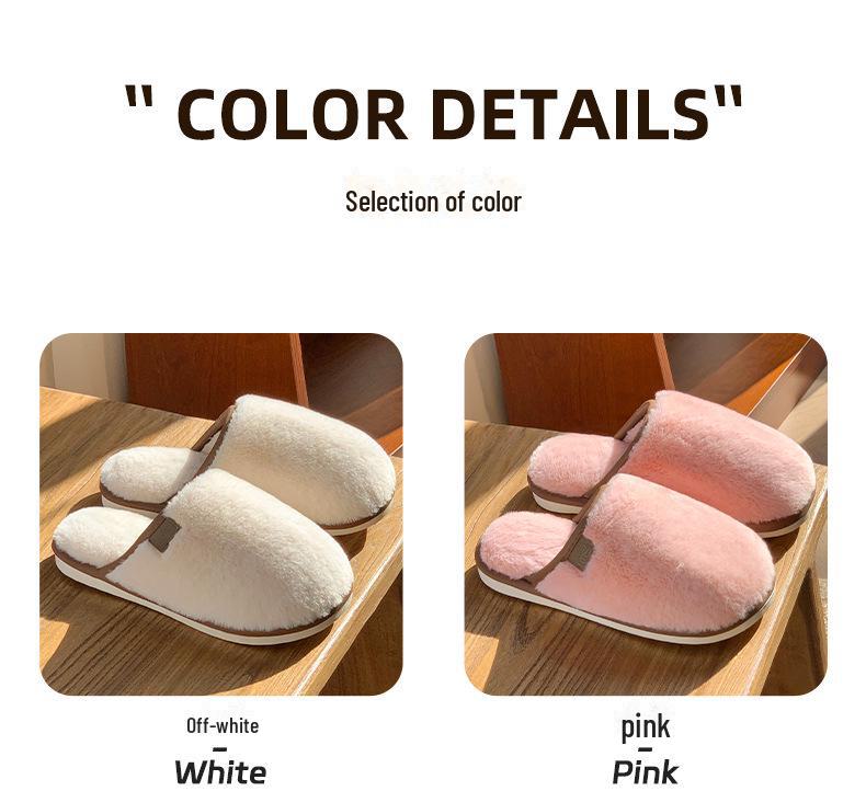 Women's Winter Plush Cross-Strap Indoor Slippers with Imitation Rabbit Fur