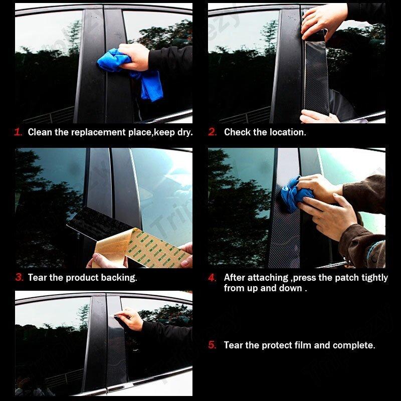 4Pcs Glossy Piano Black Car Window Door Column Center BC Pillar Post Cover Trim For Volkswagen VW Golf 6 MK6 2008-2013