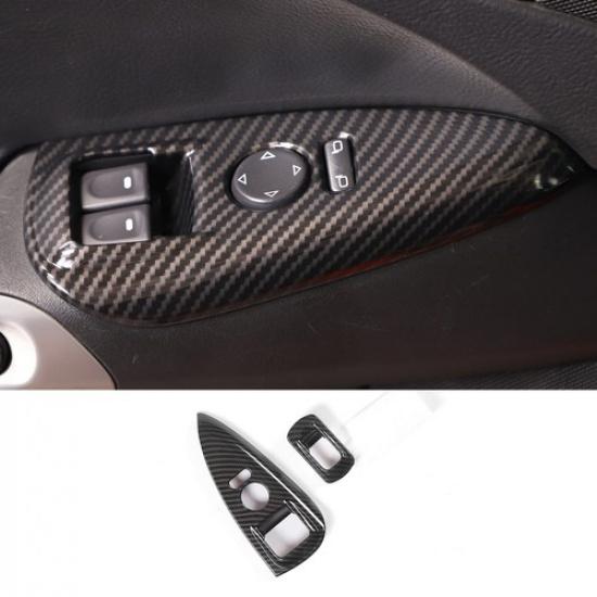 Carbon Fiber ABS Window Glass Lift Buttons Frame Trim For Corvette C6 2005-2013