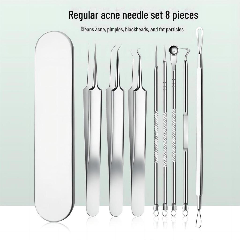 Stainless Steel Blackhead Remover: Acne Needle & Tweezers Set