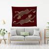 Weinrot doppeltes Leoparden-Gobelin, Wandbehang im leichten Luxusstil, Retro-Tier-Wanddekoration für Schlafzimmer Wohnzimmer