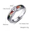 Gay Pride Engagement Promise Rings Lgbt rainbow Zircon Ring