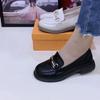 Autumn fashion soft leather loafers versatile British style soft bottom soft surface one pedal flat bottom women comfortable