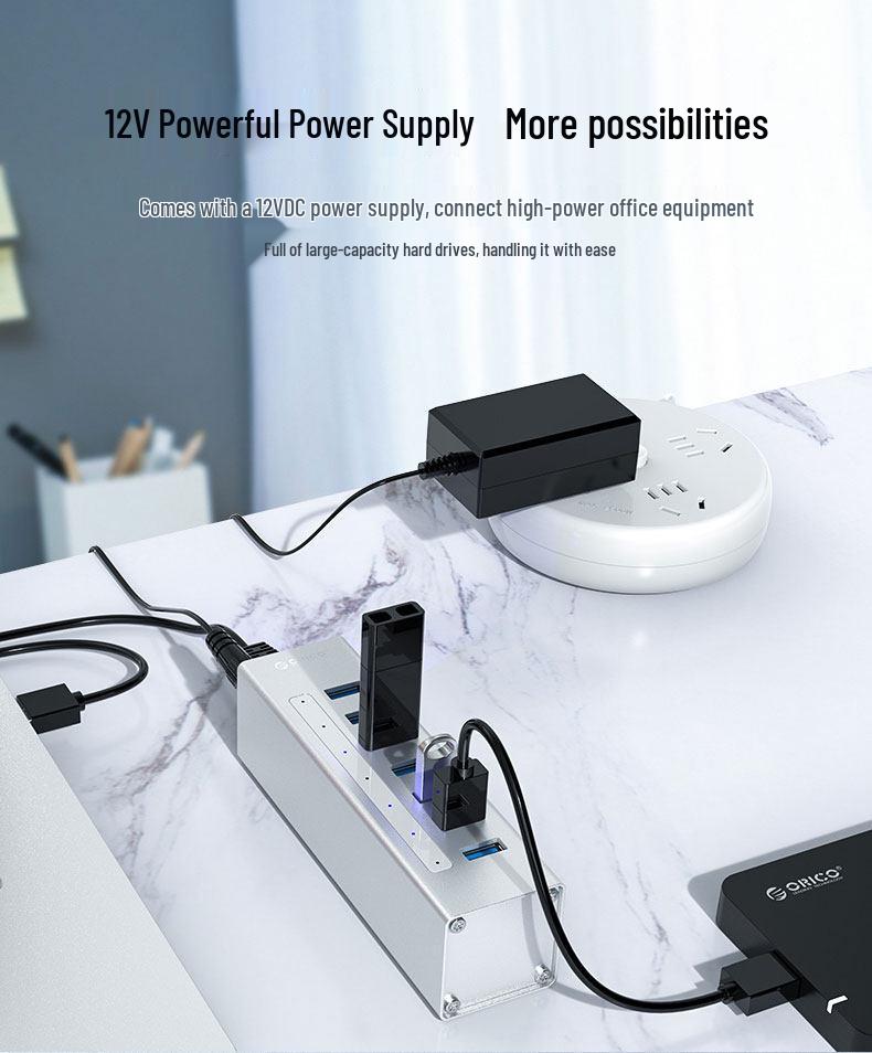ORICO A3H High-Speed USB 3.0 Four-Port Expansion Hub with Power Supply