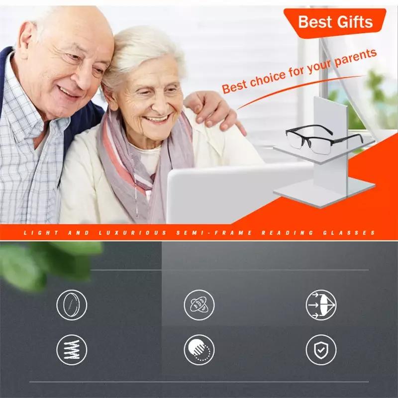 Ultralight Square Half Frame Reading Glasses Presbyopic Glasses Men Women +0.25 0.5 0.75 1 1.25 1.5 1.75 2 2.25 2.5 2.75 3