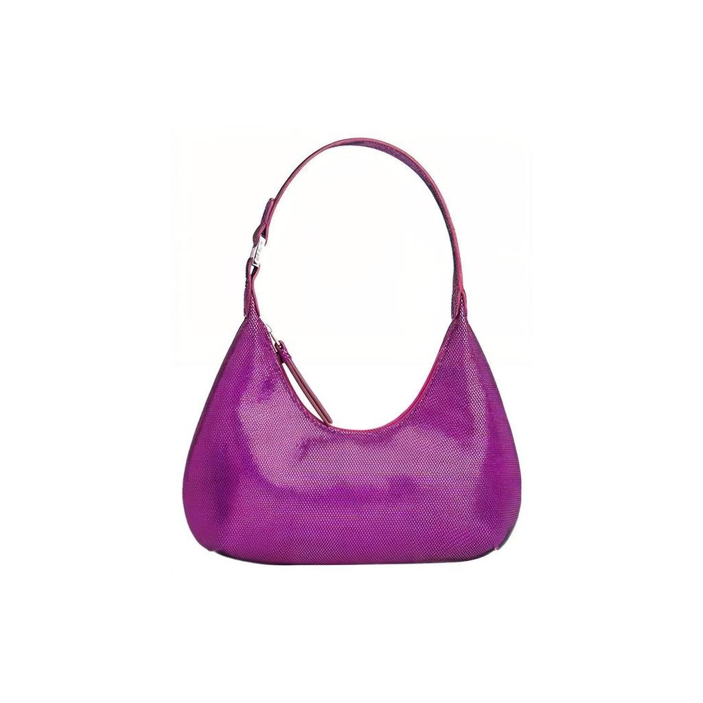 By Far Baby Amber Zipper Closure Goat Leather Underarm Tote Shoulder Bag Women bags Purple Red 23CRBASFCHDDLSMAFCH