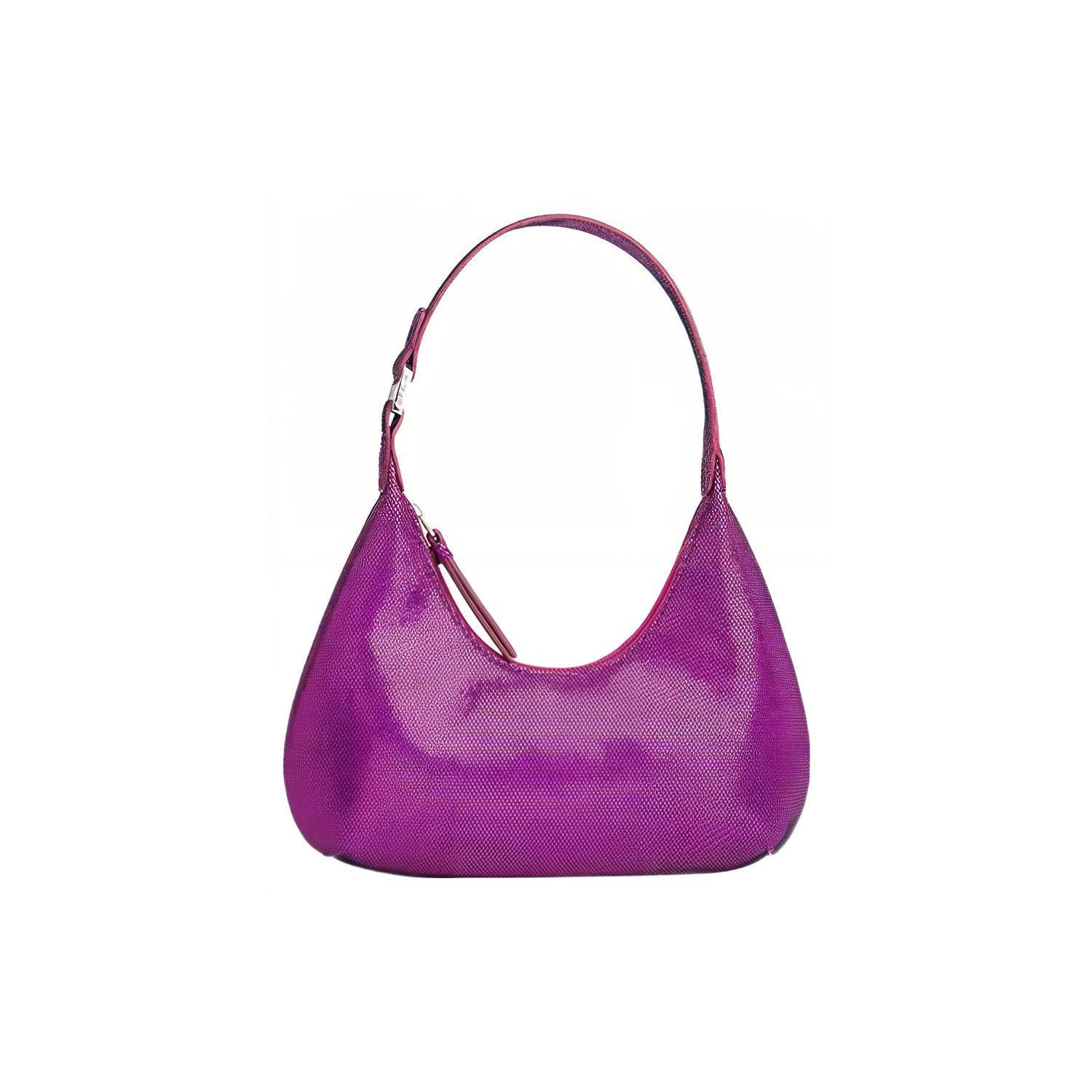 

By Far Baby Amber Zipper Closure Goat Leather Underarm Tote Shoulder Bag Women bags Purple Red 23CRBASFCHDDLSMAFCH Basic Set (Bag+Dust Bag)