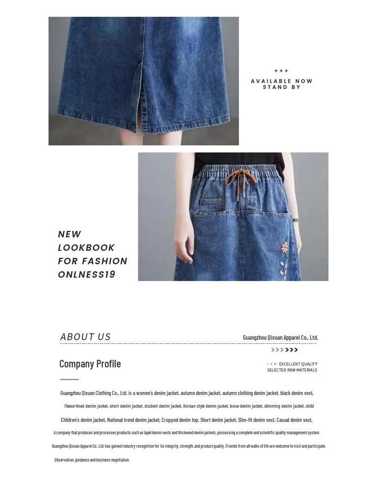 2026 Summer Women's Embroidered Denim Skirt: Elastic Waist, Mid-Length A-line, Retro Artistic Style