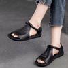 Sommer Damenschuhe Peep Toe Flach Retro Weich Atmungsaktiv Bequem Lässig