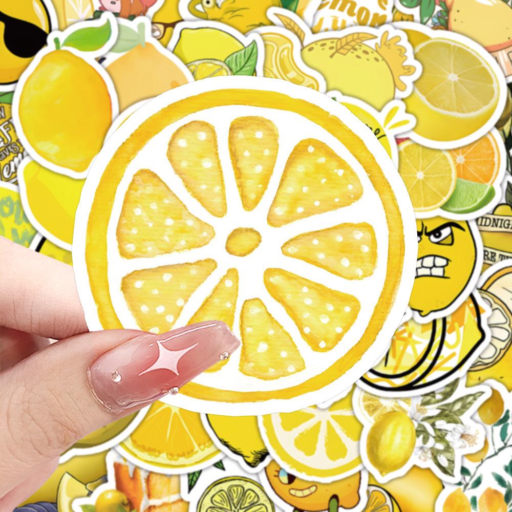 60/120 Pcs Cartoon Lemon Doodle Stickers for DIY File Holder Skateboard Suitcase Lunch Box Fridge Cabinet Decals