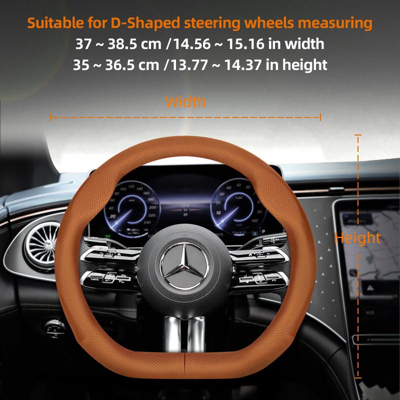 Suitable for Mercedes-Benz Ultra-Thin Breathable Leather Steering Wheel Cover Suitable for E Class S C a Glc Suv Eqc Gle Gla Eqe Amg Eq C63 E63 