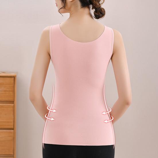 Thermal Tank Top for Women V Neck Sleeveless Camisole Top with Padded Bra Winter Warm Undershirt High Stretch Base Layer