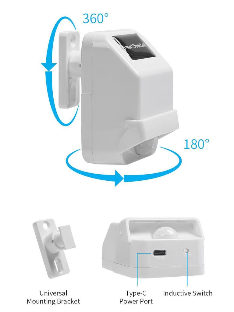 Smart Infrared Doorbell with Time Display & Motion Detection for Home Security