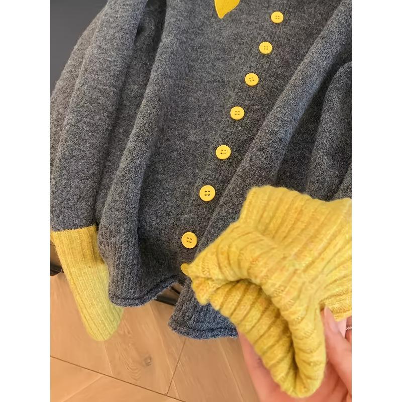 Women'S Elegant Sweater - Soft Sweater with & Grey Color Block, Chic Office To Party Outfit, Fall/Winter Layering Piece for Everyday & Formal Events