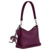 Coach Laurel 19 Brand Logo Flower Pendant Soft Pebble Leather Hand Shoulder Bag Small Women's Plum Color