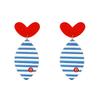 Fully Managed Acrylic Stud Earrings, Fresh Flower Fish Earrings, Contrasting Color Earrings.