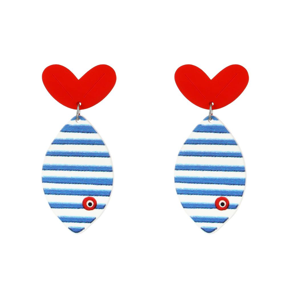 Fully Managed Acrylic Stud Earrings, Fresh Flower Fish Earrings, Contrasting Color Earrings.