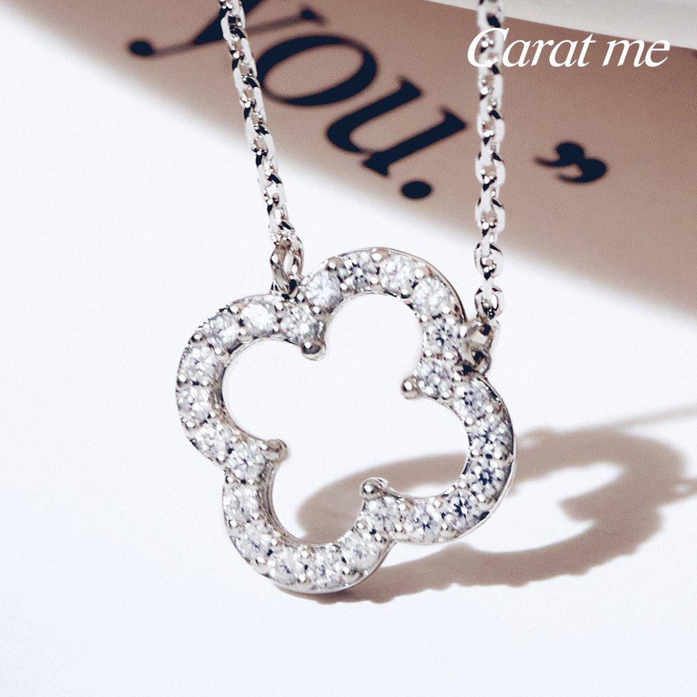 14kgf Cubic Clover Feminine Necklace 92.5 Silver