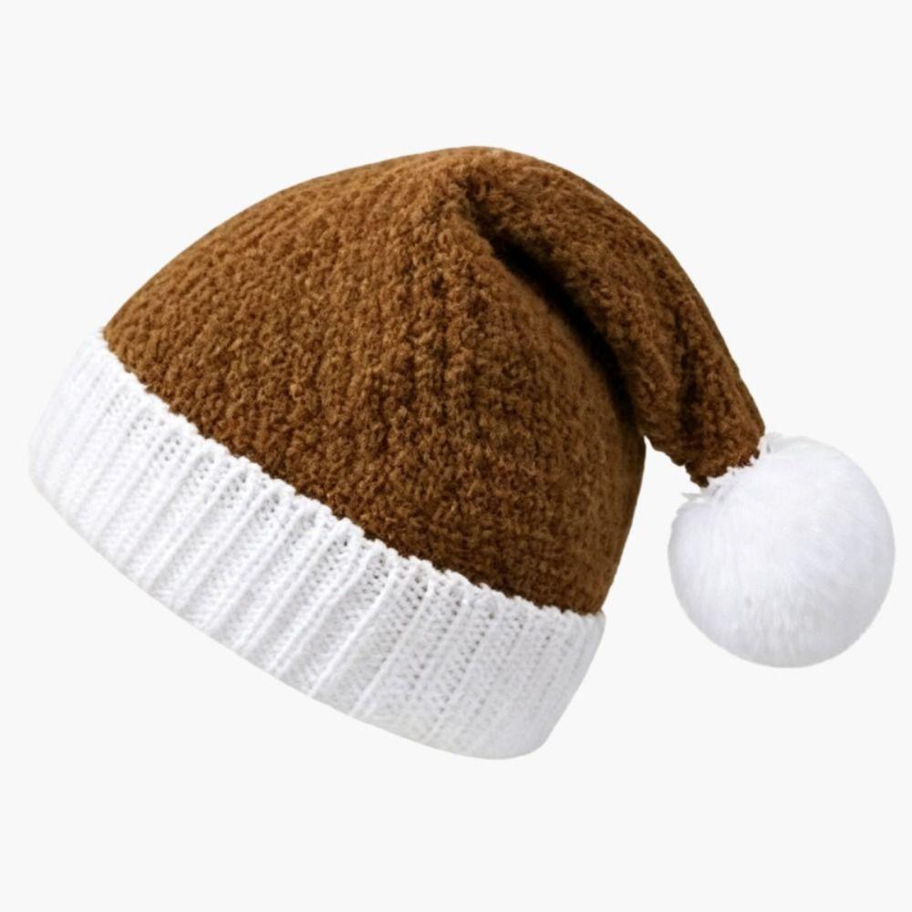Knitted Winter Beanie Hat Soft Christmas Party Hat New Pom Pom Knit Cap Holiday Party Accessory