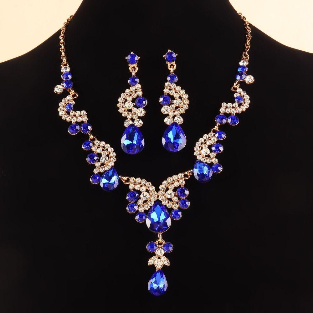 Shiny Necklace Earrings Set Luxury Wedding Bridal Accessories Women's Jewelry Set Outfit Accessory