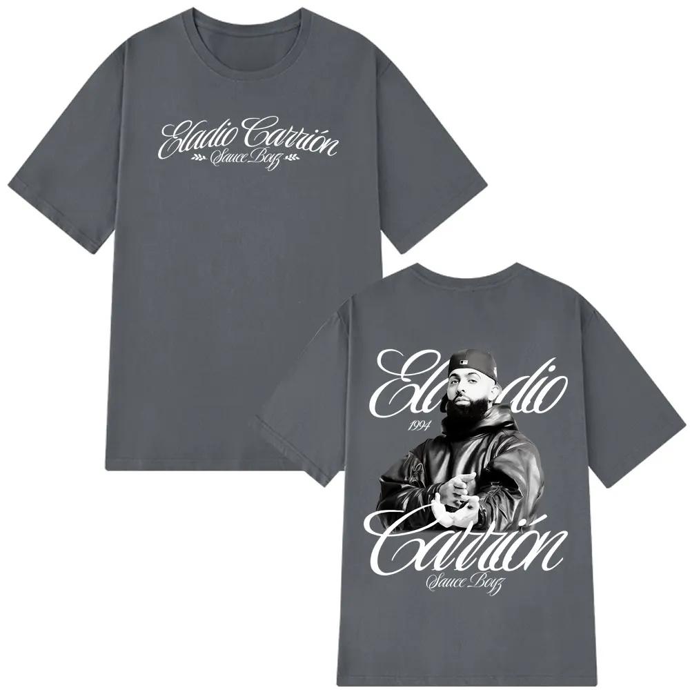 Rappeur Eladio Carrión Sauce Boyz Tournée 2026 T-shirt Album Hommes Femmes T-shirts Vintage Manches Courtes Hiphop Punk Streetwear