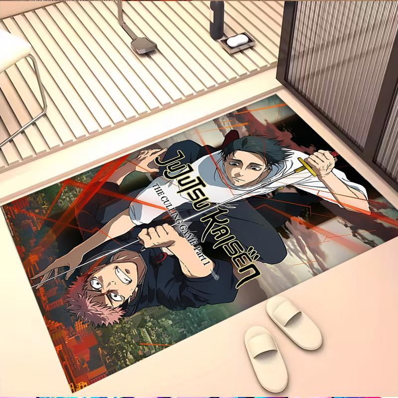 Jujutsu Kaisen Print Rug, Washable Floor Carpet, For Entryway Dorm Laundry Room Office Study, Home Decor Birthday Christmas Gift