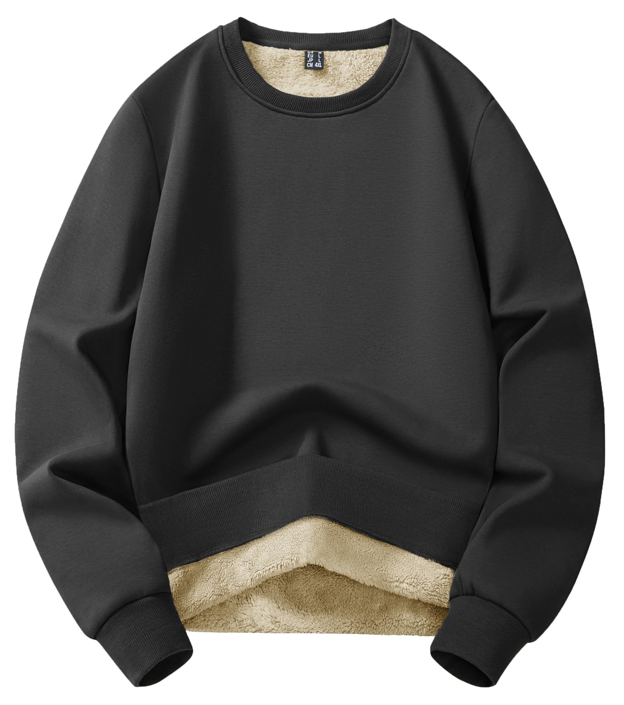 KEFITEVD Длинный Идеально для и Больших Размеров Свободный и Гольф Круглые Размеры XL Мужская Футболка с Флисовой Подкладкой Спорт Зима Пеший Туризм В наличии Посадка Эластичный чёрный 7890₽