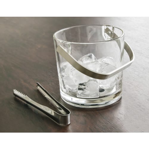 Aderia (ADERIA) Straight Ice Bucket, Clear, 925ml, with Tongs, Made In Japan, Large Capacity Ice Bucket, Ice Container, Ice Scoop, Glass Ice Bucket, P