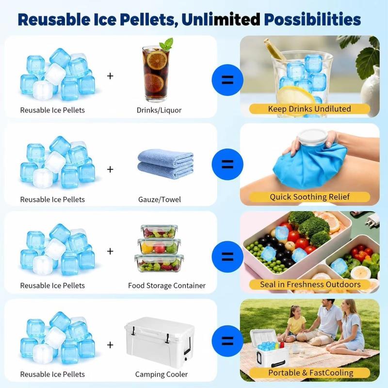 100Pcs No-Dilution Chilling Cubes Reusable Plastic Ice Cubes For Cocktails Mesh Bag Pack For Bar Party&Holiday Beverage Cooling
