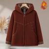 New Style Winter Plus Velvet Thick Fleece Hooded Zipper Jacket for Middle-Aged & Elderly Women