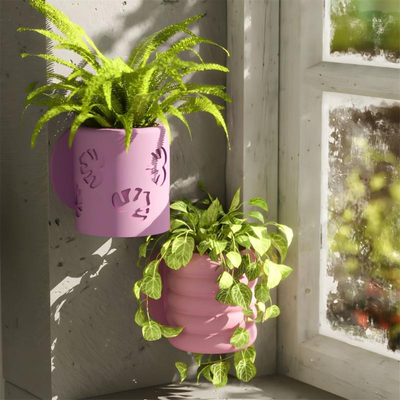 Creative Wall Hanging Succulent Vase Mould Silicone Mold for Handmade Home Decoration Textured Planter Making Mold