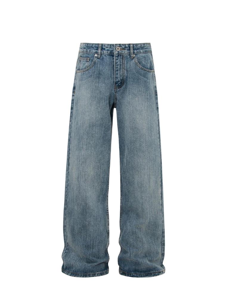 Unisex Retro Bootcut Jeans: 15.5oz Washed Heavyweight, Loose Fit Casual Pants