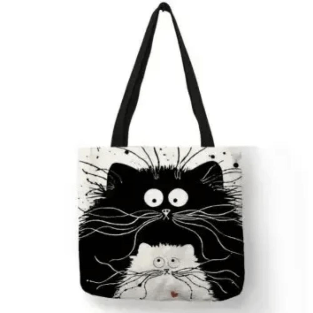 Canvas Bag High-Definition Digital Printed Shopping Bag Cat Pattern Friendly And Portable Bag