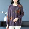Women's Printed Wool Sweater Loose-Fit Crew Neck Plus-Size Sweater Autumn and Winter Warm Soft Stretchy Knit Top