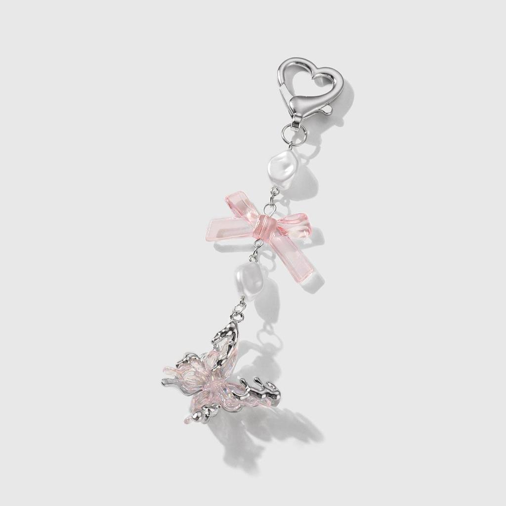 Adorable Multicolor 3D Butterfly Acrylic Bow Keychain Charm