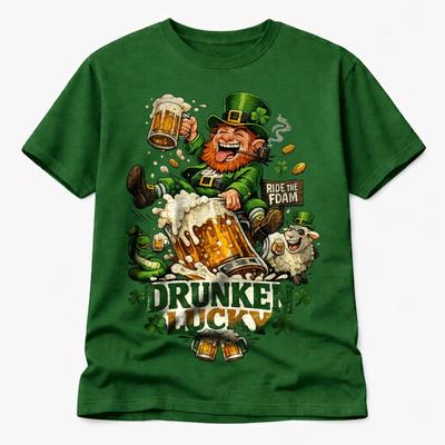 Lustiges St. Patrick's Day T-Shirt Betrunkener Glücks-Leprechaun Bier Irisches Pub Tee