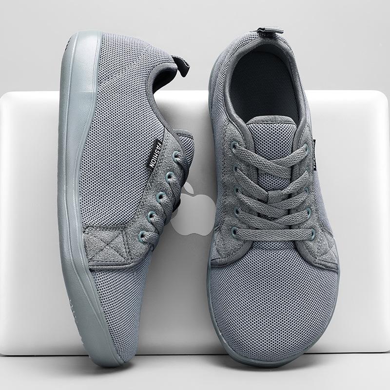 Wide toe men's wide feet cloth shoes comfortable breathable flat bottom light shoes solid color gray dirt resistant shoes walking casual