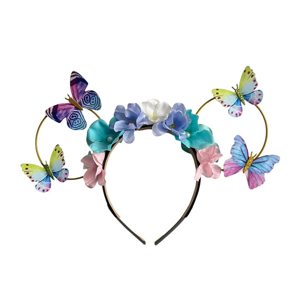 Floral Headbands For Kids And Girls Butterfly Crown Adjustable Flower Hair Accessories For Photography Props