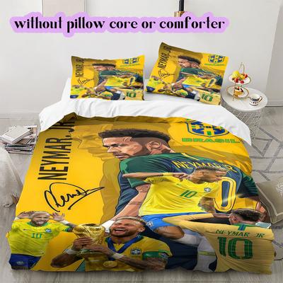 Brazil Football Soccer Pattern Bedding,Quilt Set Quilt Cover Pillowcase Home Birthday Gift (1*duvet Cover+2*pillowcase,without Core)