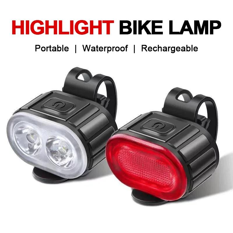 Cycling Bicycle Front Rear Light Set Bike USB Charge Headlight Light MTB Waterproof Taillight LED Lantern Bicycle Accessories