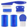 4 Pack Flea Lice Comb, Stainless Steel Dog Cat Grooming Combs with Rounded Teeth, Double Sided Professional Pet Tear Stain Remov