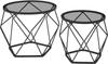 Round Coffee Tables, Set of 2 Side Tables, Modern Style, Removable Top, Steel Frame, for Living Room, Slate Gray and a