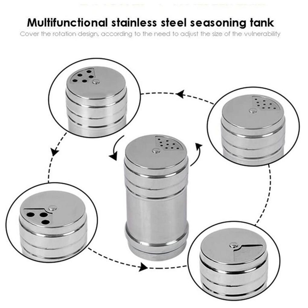 Stainless Seasoning Can Rotation Leak-proof Dredge Shaker Home Kitchen Seasoning Bottle