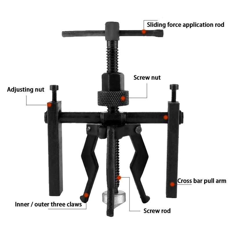 Narzędzie do ściągania łożysk 3-szczękowe Zestaw narzędzi do naprawy i demontażu samochodów Ściągacz trójramienny Oszczędzające pracę usuwanie łożysk samochodowych