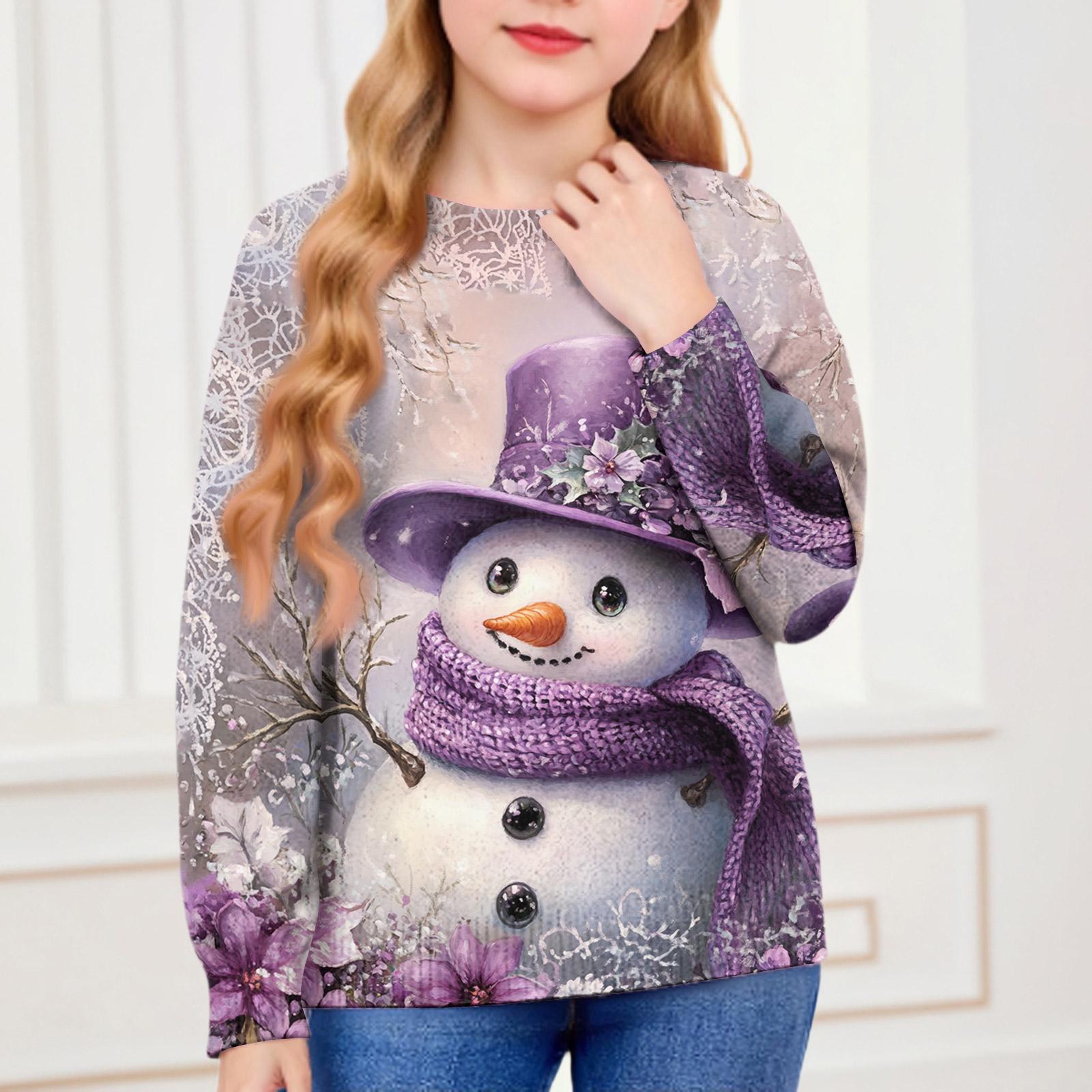 

Рождественские свитшоты для детей мальчиков и девочек вязаный свитер милая рубашка осенний пуловер с круглым вырезом топы 140 фиолетовый