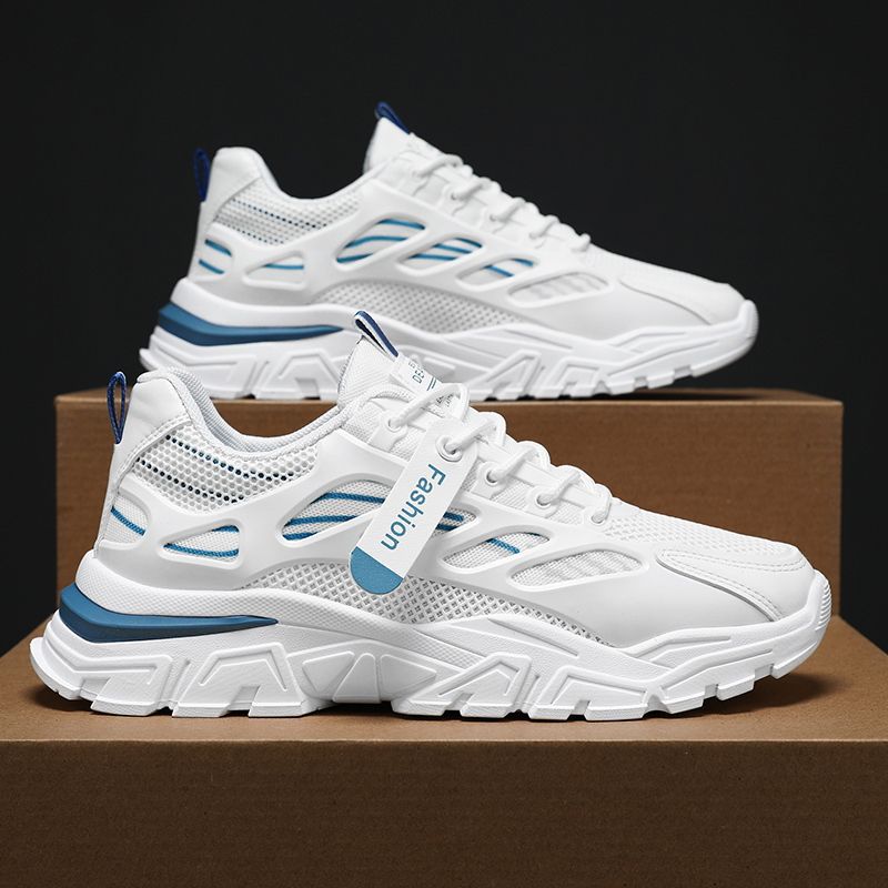 Men's Shoes Summer Breathable New Mesh Sports Running Shoes Air Cushion Shock Absorption Soft Sole Running Casual Dad Shoes