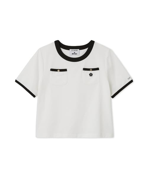 Lily Brown Mary Quant Pocket Ringer LWCT254042 White T-Shirt Women's