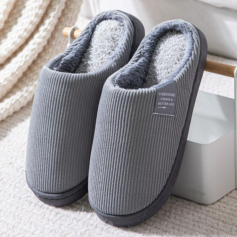 Women's Men's Casual Thick Soft Bottom Home Slippers Household Plush Slippers Anti-slip Thermal Slippers Indoor Winter Flats
